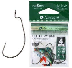 Mikado Sensual Offset Worm I 4-es fekete nikkel szakállas offset horog 5 db/csomag