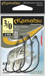 Kamatsu offset spring lock fekete nikkel 3/0-s offset horog