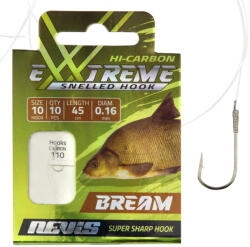 Nevis Dévérező 16-os 0, 1 mm / 45 cm szakállas előkötött horog 10 db/csomag