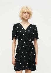 VERO MODA Fekete Mini Ruha Rövid Ujjú Pöttyös Mintás Megkötős B23__L