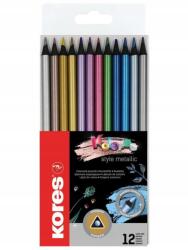 Kores Kolores háromszögletű zsírkréta 12 db Style Metallic (63986)