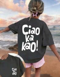 Shein Szürke Póló Felirat Ciao Kao PK01__122/128