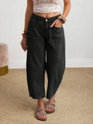 Shein Fekete Farmer Nadrág Zsebekkel 8NT S06__48