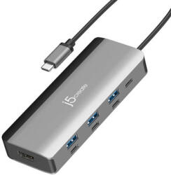 j5create JCD362, USB C-típus, 144 Hz, 3840 x 2160, 2560 x 1440, 1920 x 1080 (HD 1080), Szürke, Alumínium, Akrilnitril-butadiénsztirol (ABS), 100 W (JCD362-N)