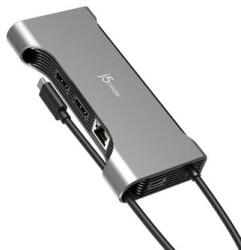 j5create JCD367, USB C-típus, SD, MicroSD (TransFlash), 144 Hz, 3840 x 2160, 2560 x 1440, 1920 x 1080 (HD 1080), Szürke, 0, 2 M (JCD367-N)