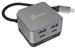 j5create JCD361, USB C-típus, 144 Hz, 3840 x 2160, 1920 x 1080 (HD 1080), Szürke, Akrilnitril-butadiénsztirol (ABS), Alumínium, 100 W (JCD361-N)