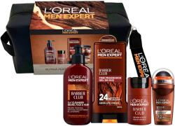 L'Oréal Men Expert Barber Club férfi bőr- és testápolási ajándékkészlet: Hidratáló krém, 50 ml + 3 az 1-ben tisztító gél, 200 ml + Tusfürdő, 300 ml + Izzadásgátló roll-on, 50 ml, tasakkal együtt