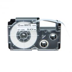 Compatibil Casio R7WE (XR-12HSWE), 12mm x 2m, text negru / fundal alb, retractabil, banda compatibila (R7WE)
