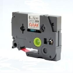 Compatibil Banda compatibila Brother TZ-112 / TZe-112, 6mm x 8m, text rosu / fundal transparent (TZe112)