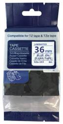 Compatibil Banda compatibila Brother TZ-163 / TZe-163, 36mm x 8m, text albastru / fundal transparent (TZe163)
