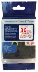 Compatibil Banda compatibila Brother TZ-162 / TZe-162, 36mm x 8m, text rosu / fundal transparent (TZe162)