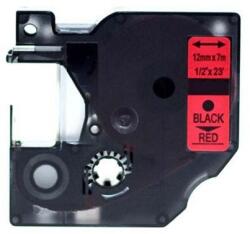 Compatibil Banda compatibila Dymo 45017, S0720570, 12mm x 7m text negru / fundal rosu (45017)