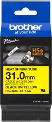 Brother Bandă Brother HSe-661E Pro, 31 mm x 1.5 m, imprimare neagră / fundal galben, bandă originală (HSE661E)