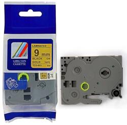 Compatibil Banda compatibila Brother TZ-821 / TZe-821, 9mm x 8m, text negru / fundal auriu (TZe-821)