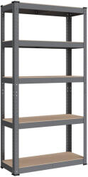 SONGMICS Ötszintes polcrendszer, acél polcrendszer tárolásra, csavarmentes összeszerelés, teherbírás 650 kg, 30 x 75 x 150 cm, szürke (GLR030G01)