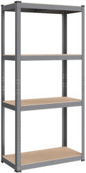 SONGMICS Tároló polc, 40 x 80 x 160 cm , polc acélkerettel, maximális terhelés 520 kg, 4 állítható polc, szürke (GLR044G01)