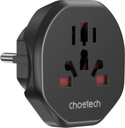CHOETECH Adaptor priza universal World -> EU Choetech PD5030, negru (ADAPT-PLUG-PD5030BK-CHO)