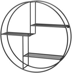 VASAGLE Fém falipolc, kerek úszópolc 3 fémhálós panellel (átmérő 55cm) (LFS01BK)