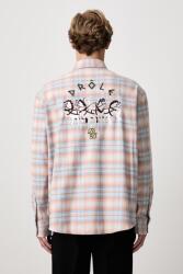 Drôle de Monsieur férfi pamut ing Boxy Flanel Checked - narancssárga M