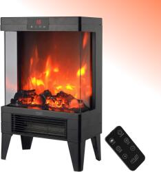 Adler semineu Electric Adler AD 7755, 2000W, Flacara 3D LED, Incalzitor Electric Portabil de Podea, Termostat 15-38 C, 2 Trepte de Putere, Telecomanda, Timer, Negru (AD7755)