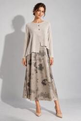 RohBoutique Compleu din 2 piese cu pulover asimetric cu nasturi și rochie midi din satin imprimat bej Roh DR4868