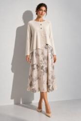 RohBoutique Compleu din 2 piese cu pulover asimetric cu nasturi și rochie midi din satin imprimat crem Roh DR4870