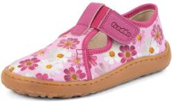 Froddo papuci barefoot din pânză pentru fete CANVAS T-BAR FLOWERS G1700439-4 | Tenisi fără boltă cu talpă flexibilă - 36