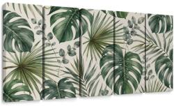 Dovido Tablou 5-piese frunze tropicale în acuarelă - 200x100