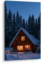 Dovido Tablou cabană montană înzăpezită seara - 60x90