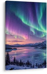 Dovido Tablou auroră boreală colorată deasupra lacului - 100x150