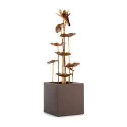 Blumfeldt Fântână de grădină Golden Orchid cu pompă 5W IPX8, aspect alama, pentru interior și exterior (GDMB5-Golden Orchid) (GDMB5-Golden Orchid)