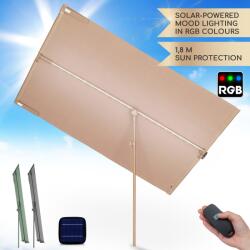 Blumfeldt Bayonne, umbrelă de soare, 130 x 180 cm, poliester, protecție UV 50, LED solar (GDW8-FlexShadeLED-LT) (GDW8-FlexShadeLED-LT)