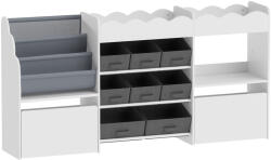 AIYAPLAY Mobilier de depozitare jucării pentru copii cu bibliotecă, 8 coșuri din stofă, 2 sertare pe roți și rafturi deschise, alb | Aosom Romania (311-146V90WT) Raft