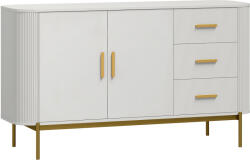 HOMCOM Comodă, dulap de bucătărie 140 cm în design modern canelat cu 3 sertare, poliță reglabilă și picioare metalice | Aosom Romania (83B-988V90LG) Comoda