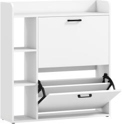 HomCom Dulap pentru pantofi slim cu 2 sertare rabatabile și 3 rafturi, Capacitate 15 perechi, 83x24x90.5 cm, Alb | Aosom Romania (837-675V00WT) Pantofar