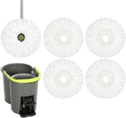 HOMCOM Set mop și găleată cu storcător 2 compartimente Găleată 20 L 5 lavete microfibră Utilizare uscată și umedă Gri Închis | Aosom Romania (720-035V00CG)