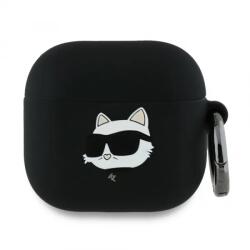 Karl Lagerfeld 3D Choupette's Head Karl Lagerfeld pentru Apple AirPods 4 husă din silicon, clip inclus, Negru