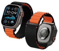 Spigen WBF1 Strap pentru Apple Watch 49mm/46mm/45mm/44mm Series, Nylon durabil, Negru-Portocaliu (AMP10145) (AMP10145)