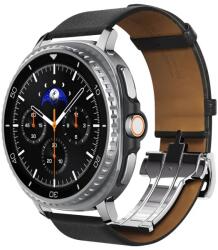 Spigen Enzo Strap Spigen for Samsung Galaxy Watch9 / Watch8 / Watch8 Classic Series, valódi bőr, gyorskioldó D-csat, Fekete (AMP10119) (AMP10119)