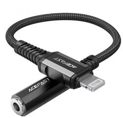 ACEFAST C1-05 Lightning-3, 5 mm adapter, MFi tanúsított, 18 cm, Fekete