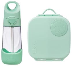 b.box b. box, set mini lunchbox + sticla din Tritan cu pai, 450 ml, Spearmint Set pentru masa bebelusi