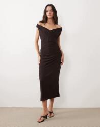 MANGO Barna MIDI Ruha V-neck B23__S