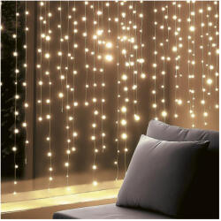 Somogyi Elektronic SOMOGYI HOME KIN168DWW DOT LED-es fényfüggöny, 168 db melegfehér DOT LED, állófényű, átlátszó vezeték, 12x14 LED, beltéri adapteres kivitel (KIN168DWW)