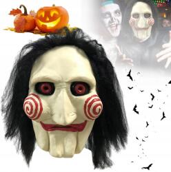  Ijesztő latex gyilkos maszk parókával, fűrész témájú, Halloweenre és cosplayre, fehér (MASKA)