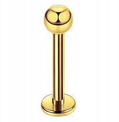 BIZU Fülbevaló Labret Piercing Acél Ch. 316L Arany 1, 2 mm x 6 mm golyó 3 mm Piercing (LS001Z/D6/3)