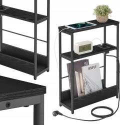 Songmics Éjjeliszekrény Hálószoba Loft Fekete, Tápkábellel 2M (LET335B02)