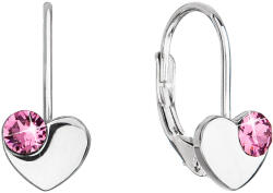 Pavona Rózsaszín szív alakú, Swarovski kristályos lógós ezüst fülbevaló 31299.3 (31299.3)