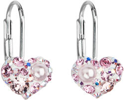 Pavona Szív alakú, rózsaszín Swarovski kristályos ezüst lógós fülbevaló 31125.9 (31125.9)