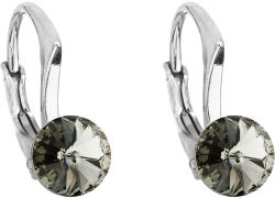 Pavona Kerek, fekete Swarovski kristályos ezüst lógós fülbevaló 31230.3 (31230.3)