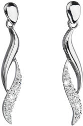 Pavona Fehér Swarovski kristályos, hullámvonalas ezüst lógós fülbevaló 31162.1 (31162.1 KRYSTAL)